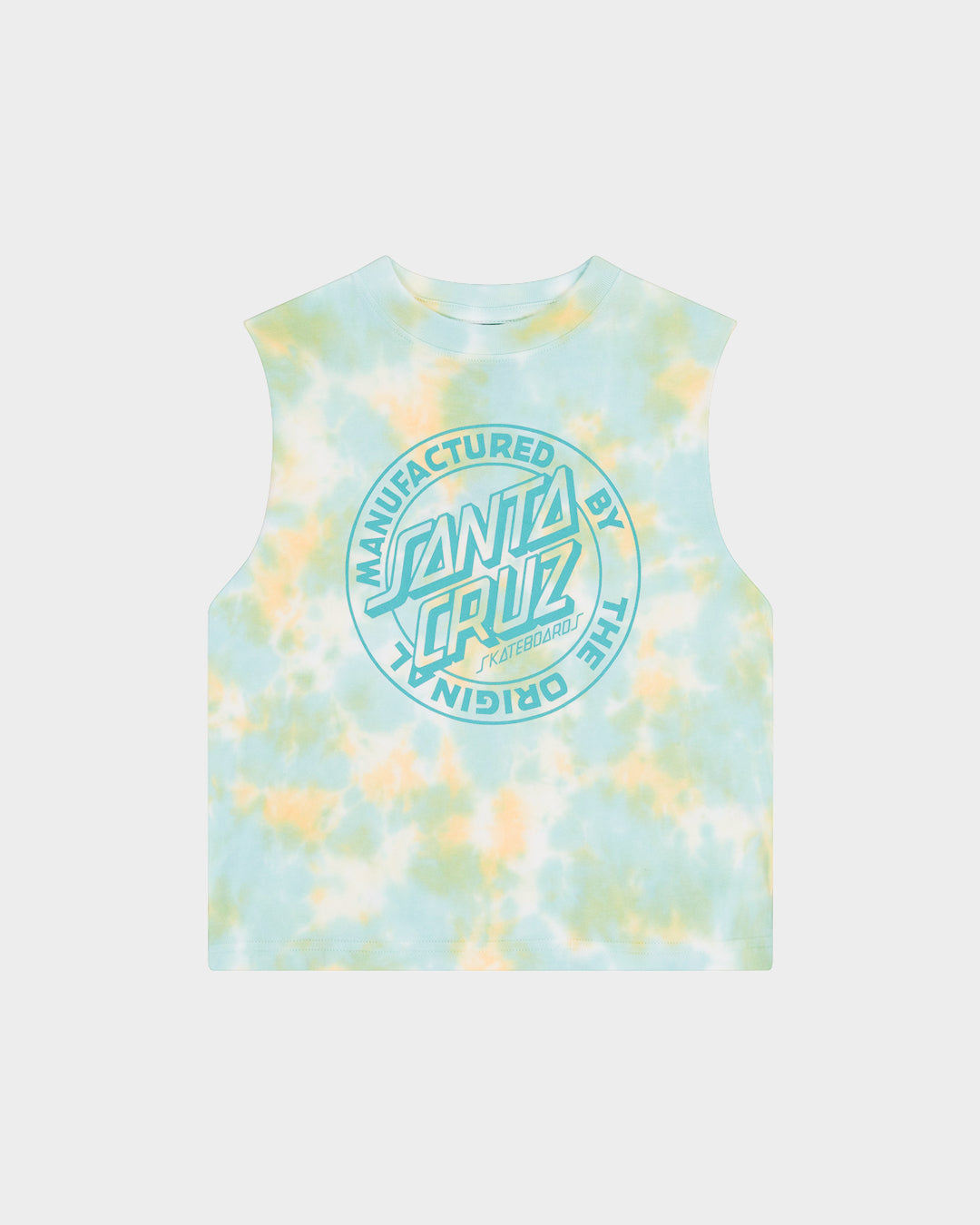MFG Dot Mono Girls Cropped Muscle T-Shirt Light Green Tie Dye