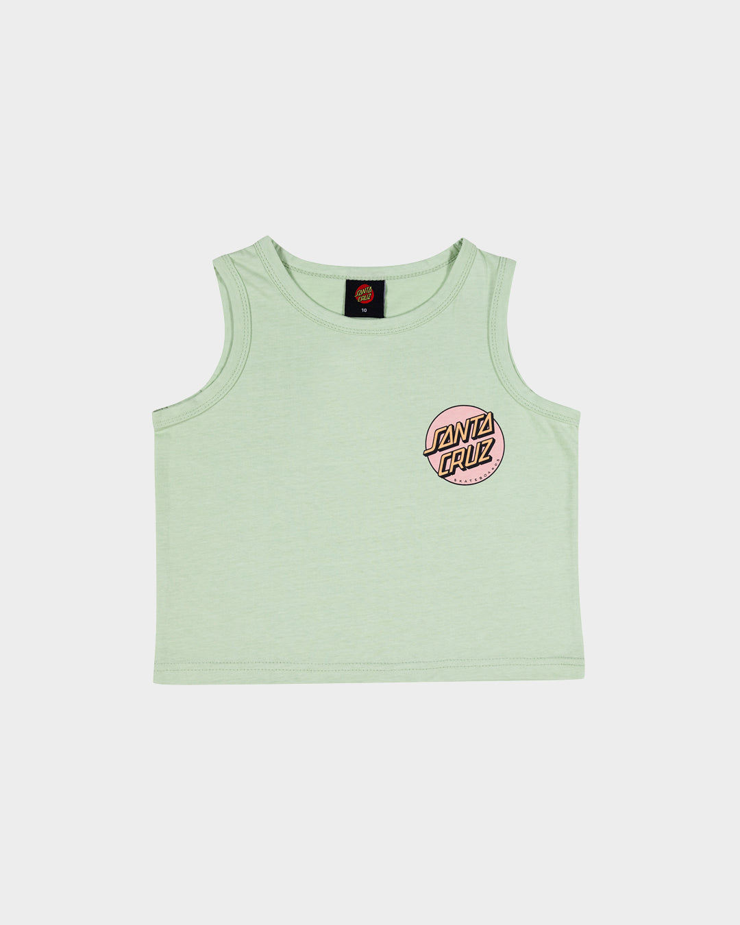 Other Dot Chest Girls Cropped Loose Tank Top Light Green