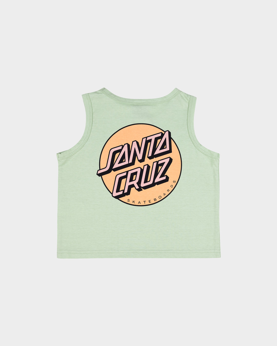 Other Dot Chest Girls Cropped Loose Tank Top Light Green