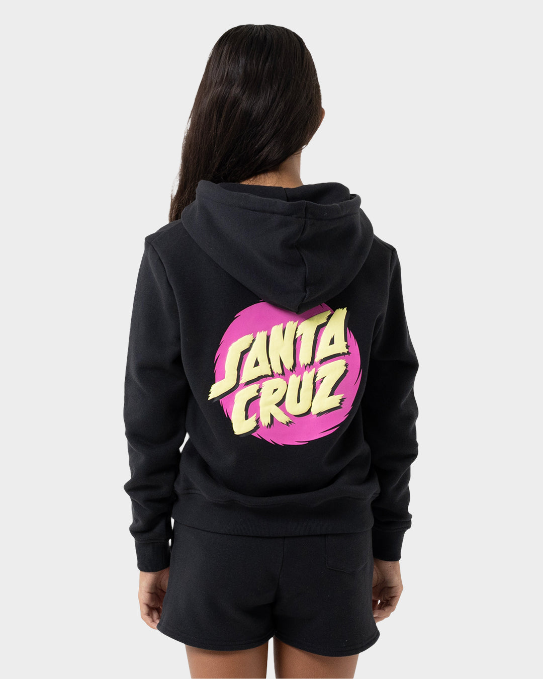 Style Dot Girls Pullover Hoodie Off Black
