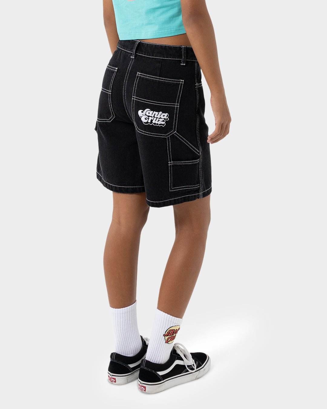 Groovy Stack Girls Carpenter Jean Shorts Black