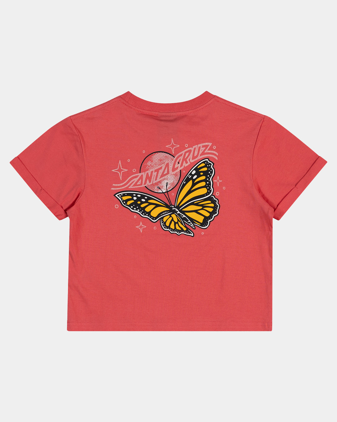 Winged Moon Strip Girls Cropped T-shirt Rose