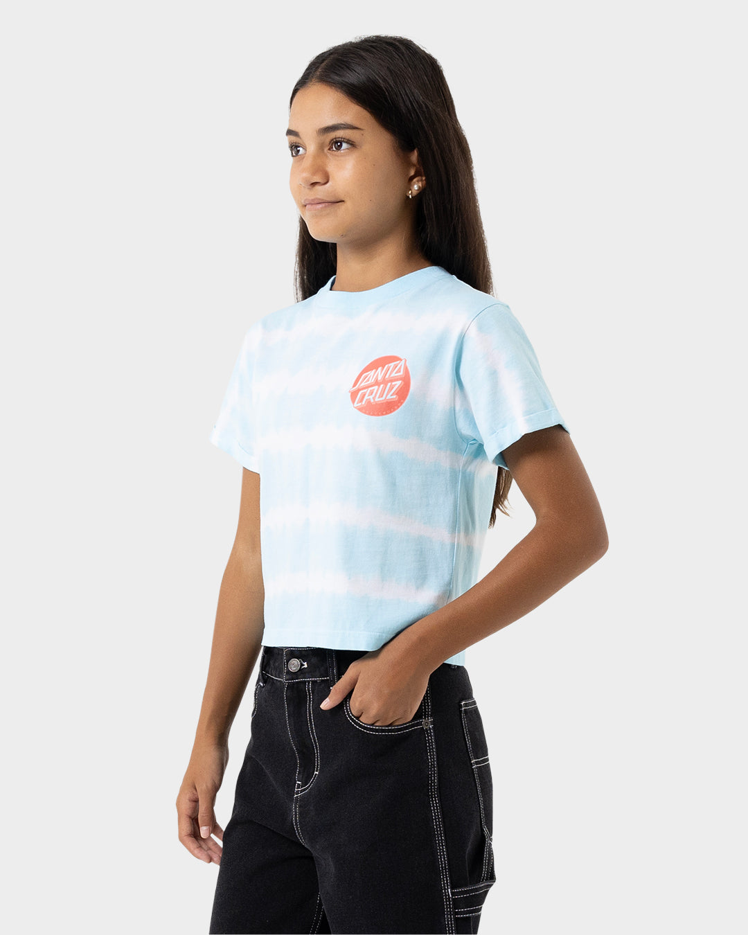 Other Dot Redux Girls Cropped T-shirt Aqua Tie Dye