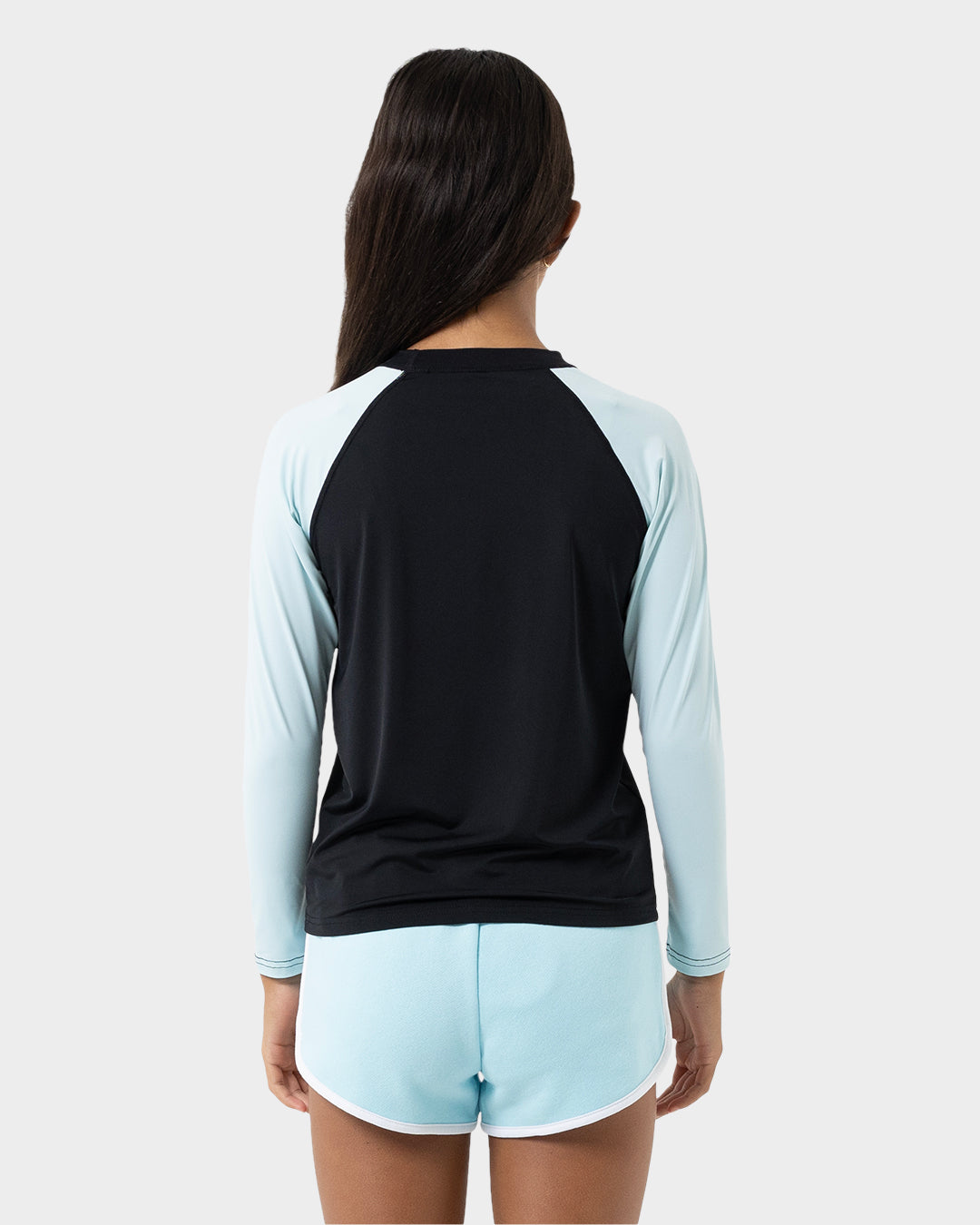 Checker Heart Dot Girls Long Sleeve Rash Guard Ocean