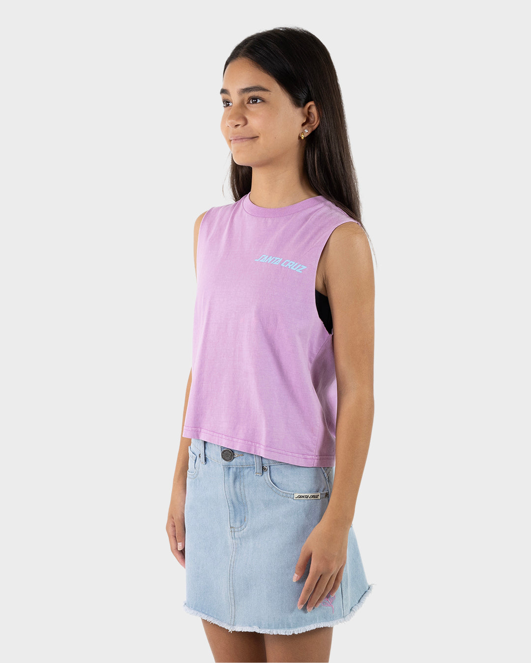 SC Delta Strip Girls Cropped Muscle T-shirt Purple