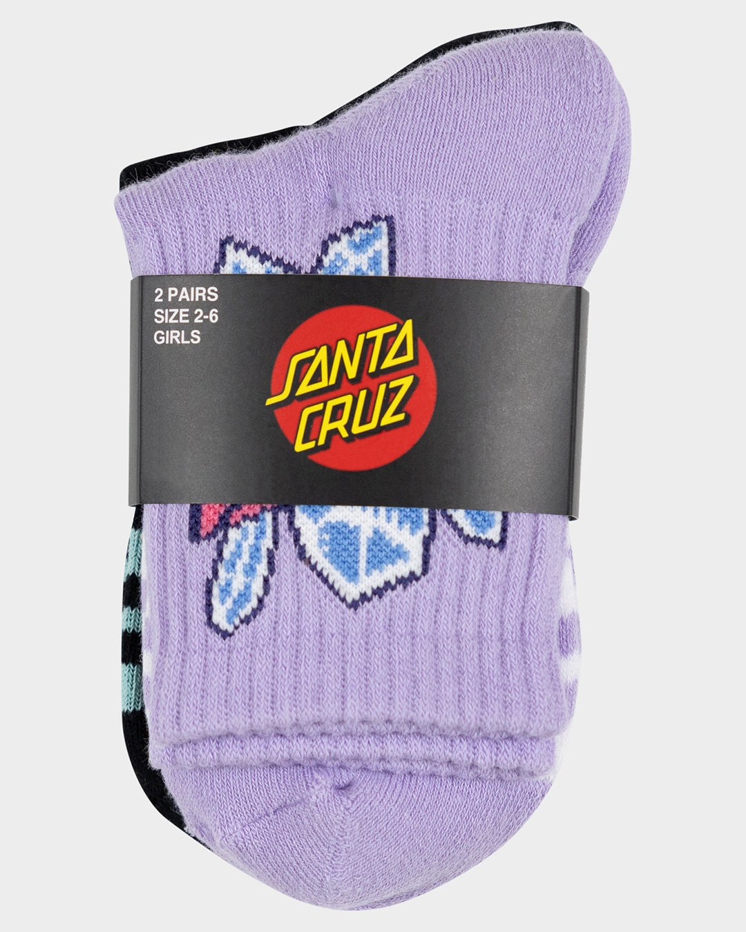 Crystal Stack Girls Mid Socks 2 Pack Lavender-black