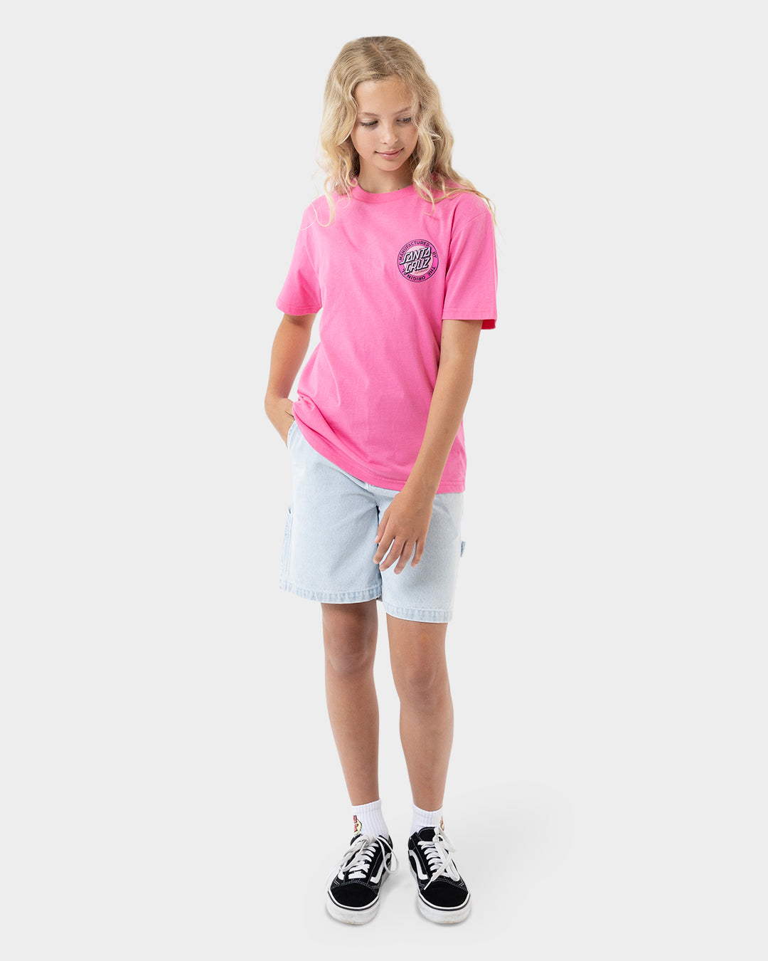 MFG Retro Dot Reverse Girls T-shirt Pink