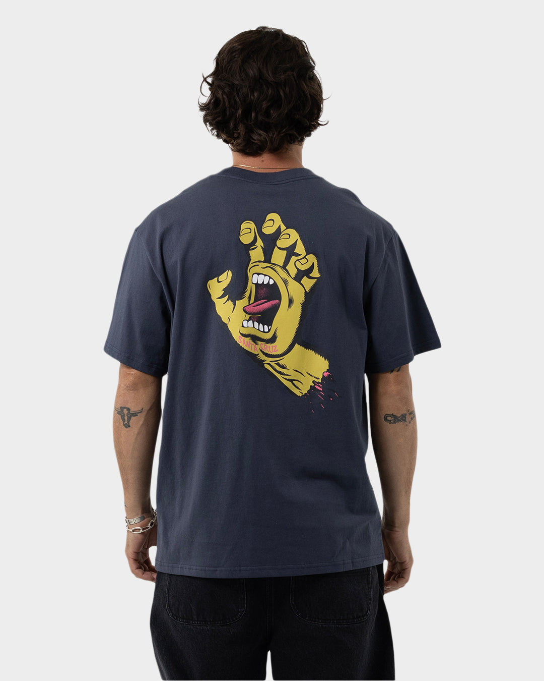OS Opus Dot Screaming Hand Men's Box Fit T-Shirt Dark Blue