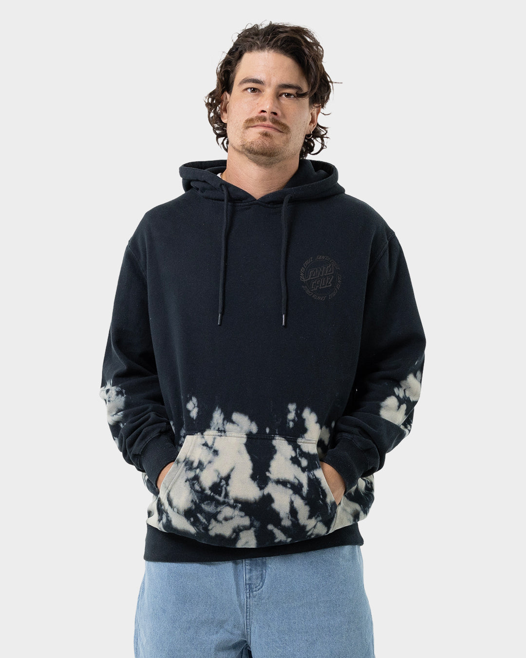 Ringed Dot Men's Hoodie Black Tie Dye