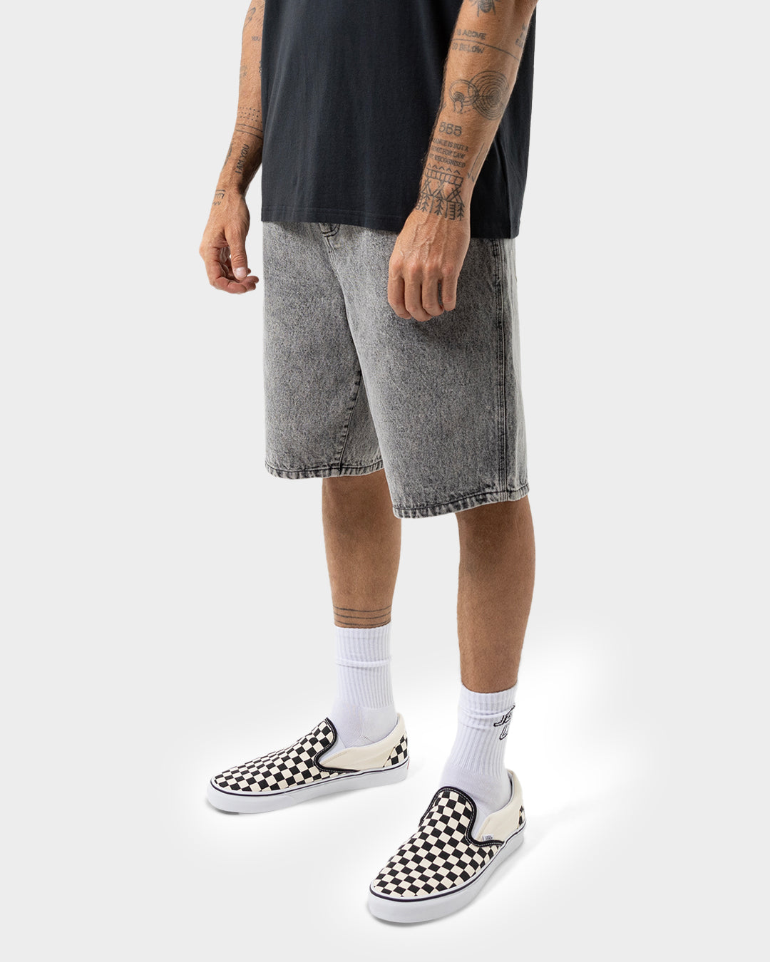 Bone Hand Evolved Men's Jean Shorts Washed Grey