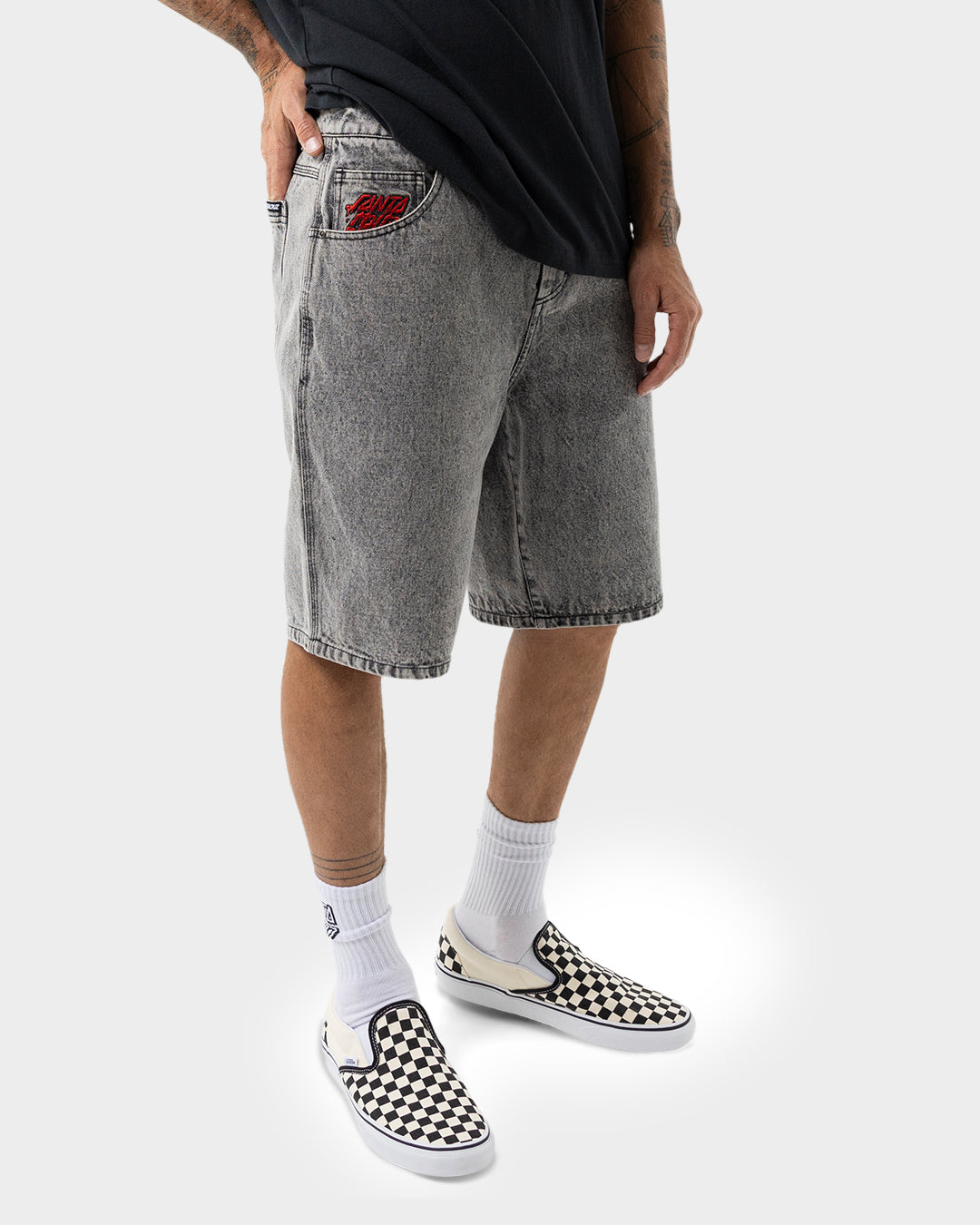 Bone Hand Evolved Men's Jean Shorts Washed Grey