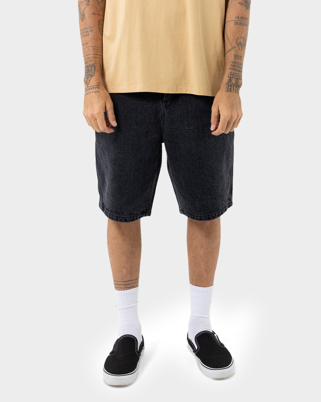 Dressen Roses Men's Jean Shorts Washed Black