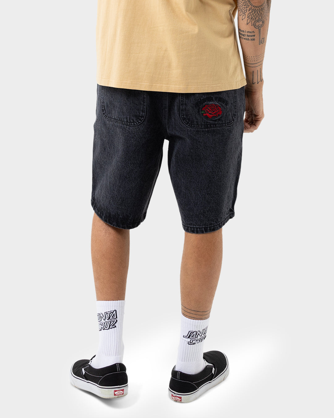 Dressen Roses Men's Jean Shorts Washed Black