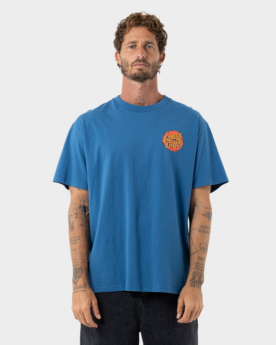 Scrawl Brick Dot Men's Box Fit T-shirt Blue