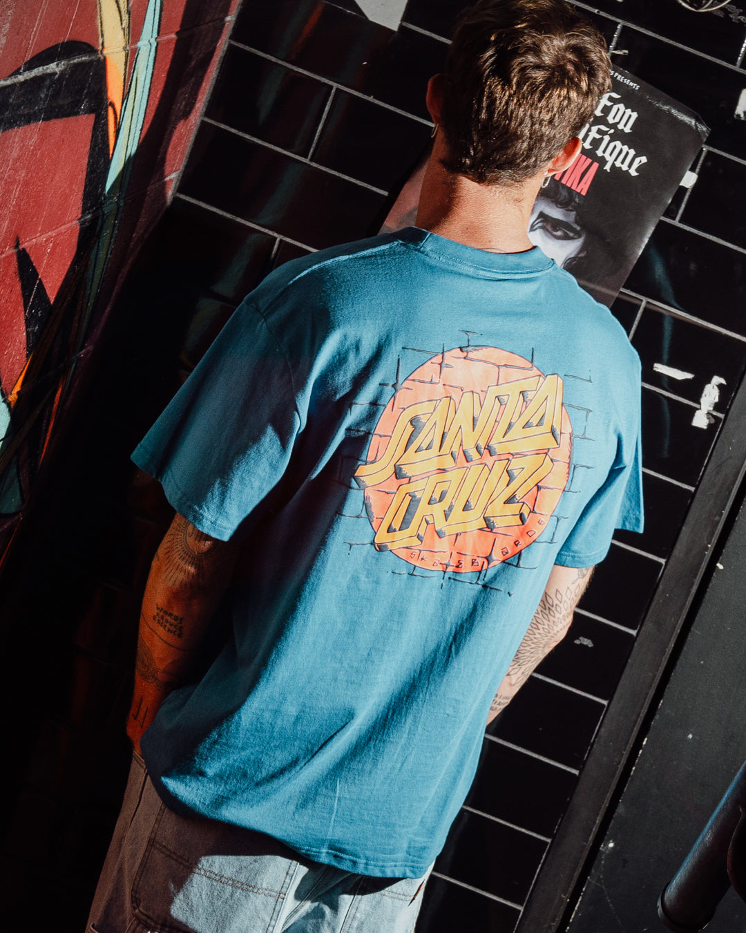 Scrawl Brick Dot Men's Box Fit T-shirt Blue