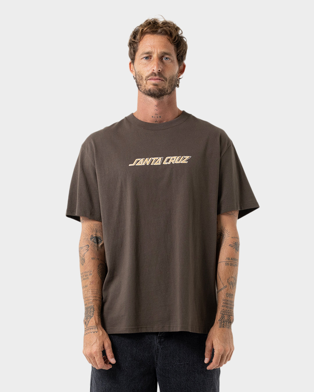 Off Set Strip Men's Box Fit T-shirt Brown