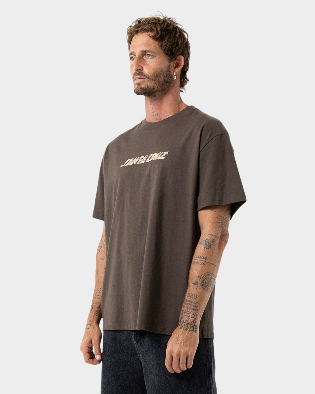 Off Set Strip Men's Box Fit T-shirt Brown