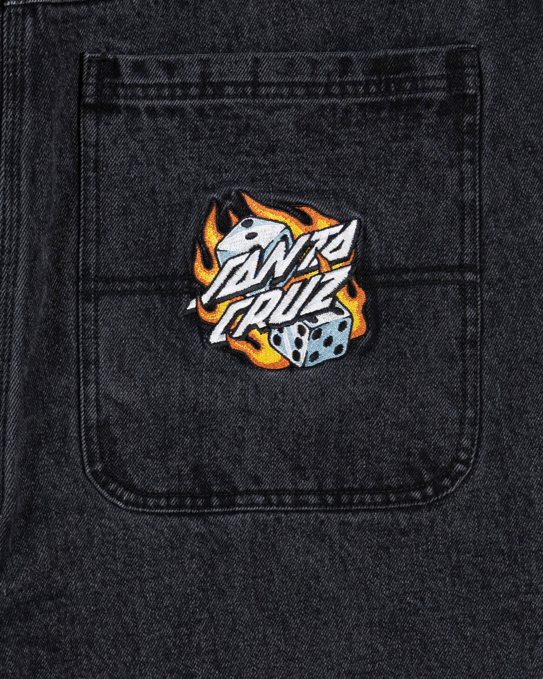 Flaming Dice Dot Men's Jean Short Washed Black