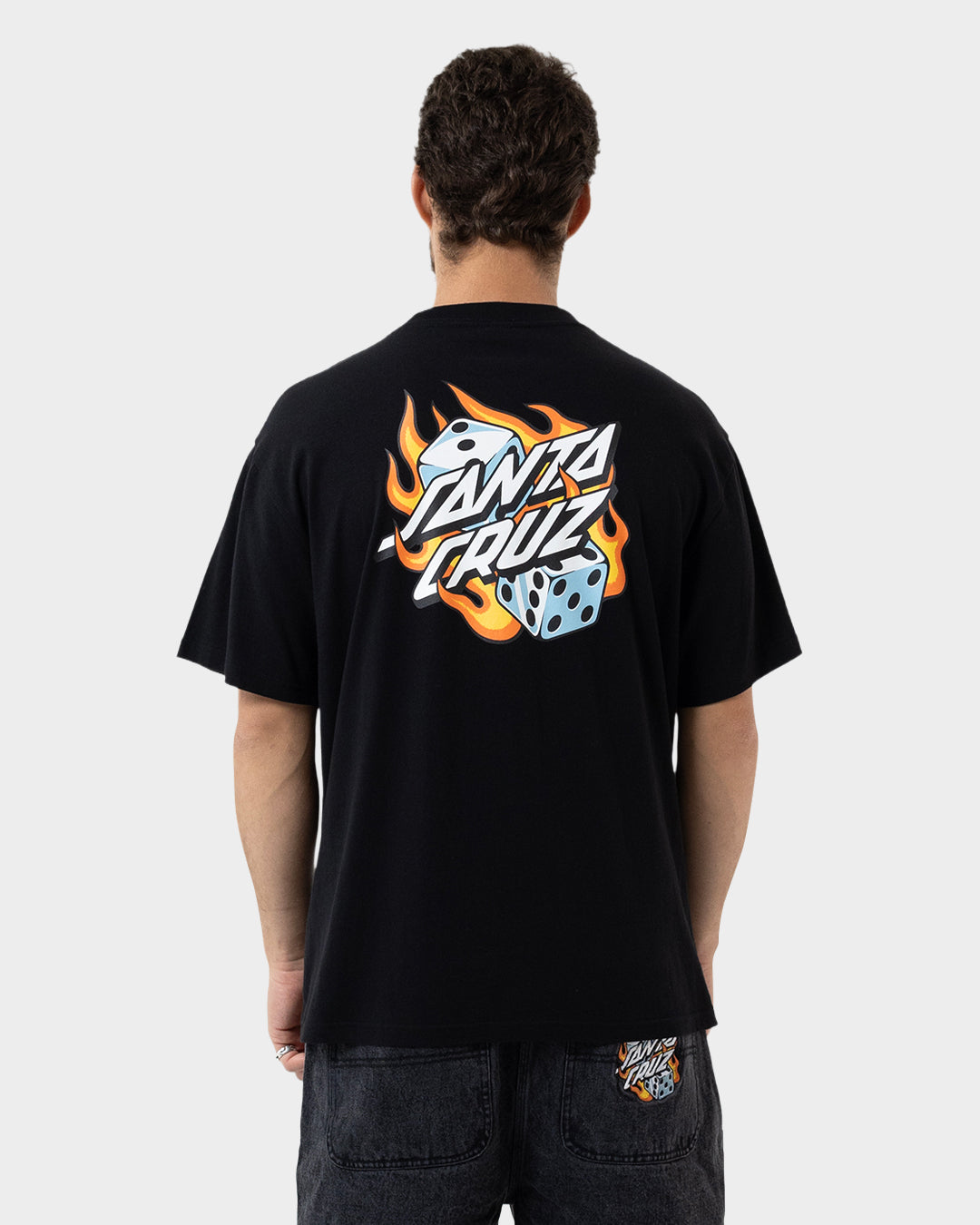 Flaming Dice Dot Flash Men's T-shirt Black