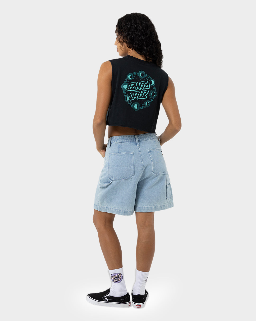 Phase Dot Women's Cropped Muscle T-shirt Off Black