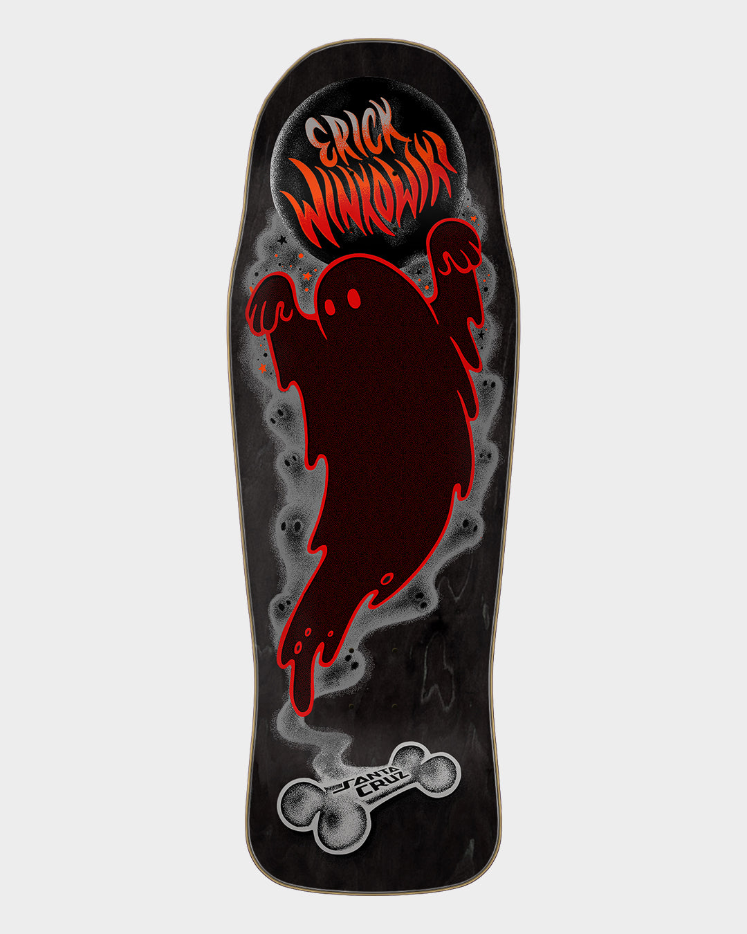 10.34in Winkowski Ghost Black Santa Cruz Shaped Skateboard Deck