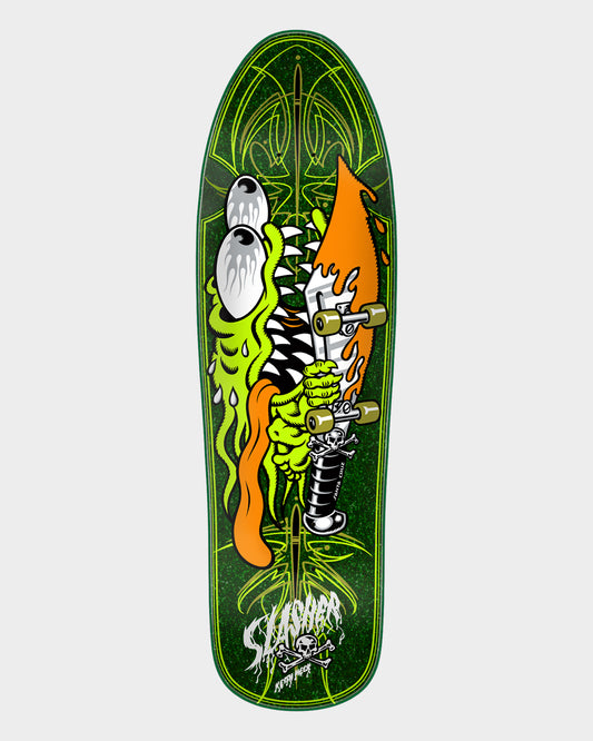 9.23in Meek Green Pinstripe Slasher Santa Cruz Skateboard Deck