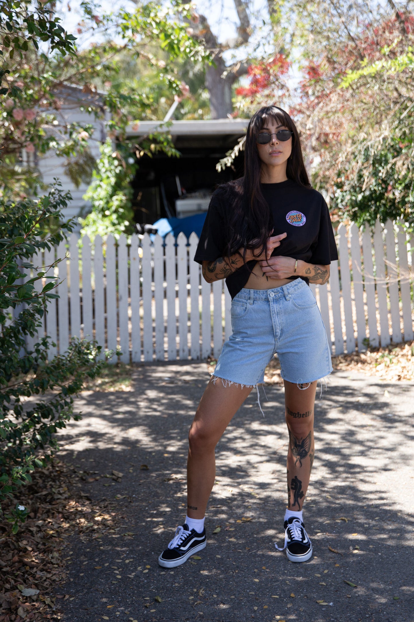 MFG Retro Dot Reverse Women's Cropped T-Shirt Black