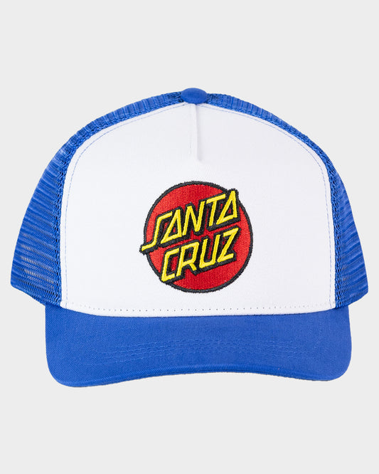 Classic Dot Santa Cruz Boys Trucker Hat Cobalt