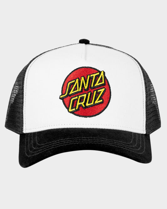 Classic Dot Santa Cruz Boys Curved Peak Snap Back Trucker White