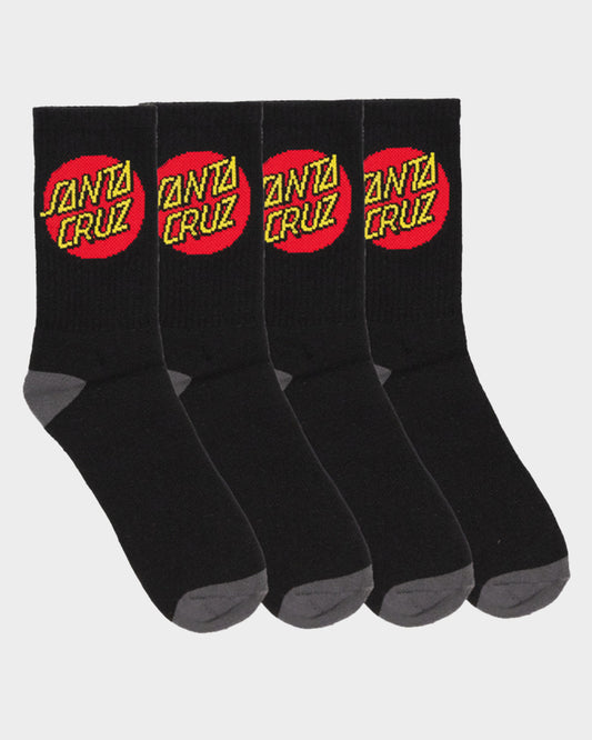 Classic Dot Boy's Crew Socks (4 Pack) Black