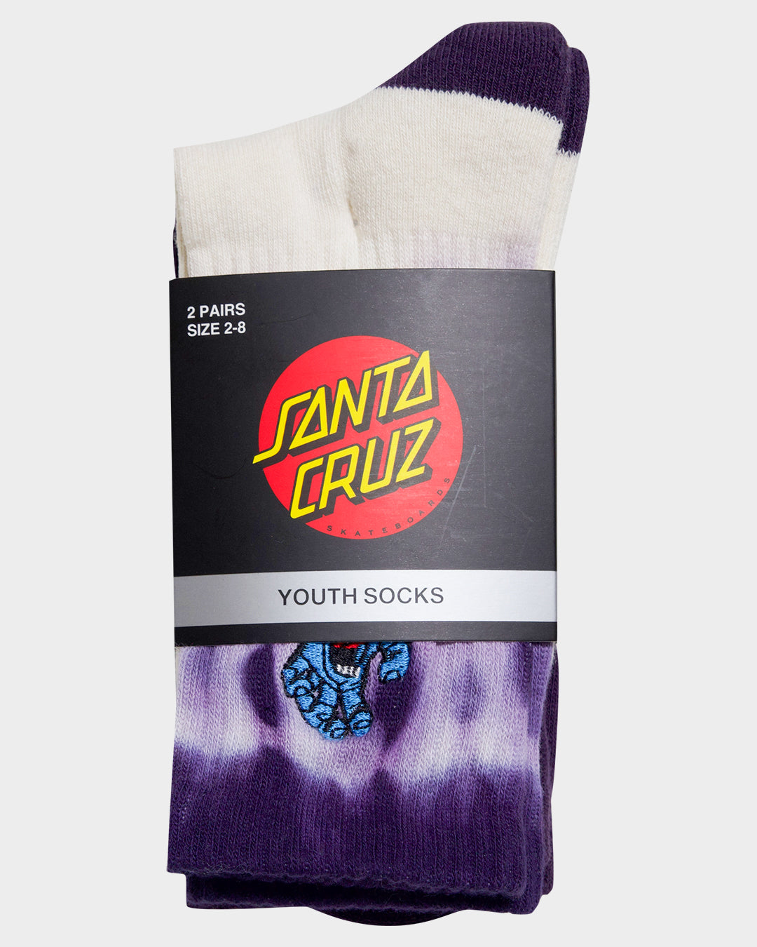 Screaming Hand Boys Crew Socks (2 Pack) Cream Tie Dye-purple