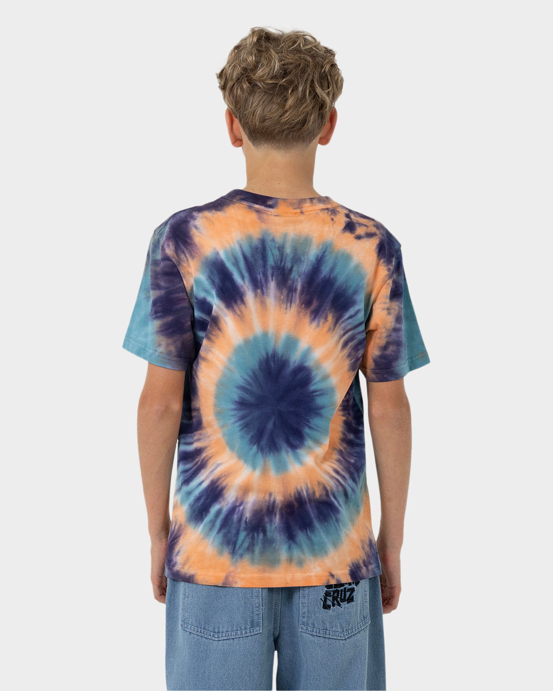 Check Waste Dot Boys T-shirt Navy Tie Dye