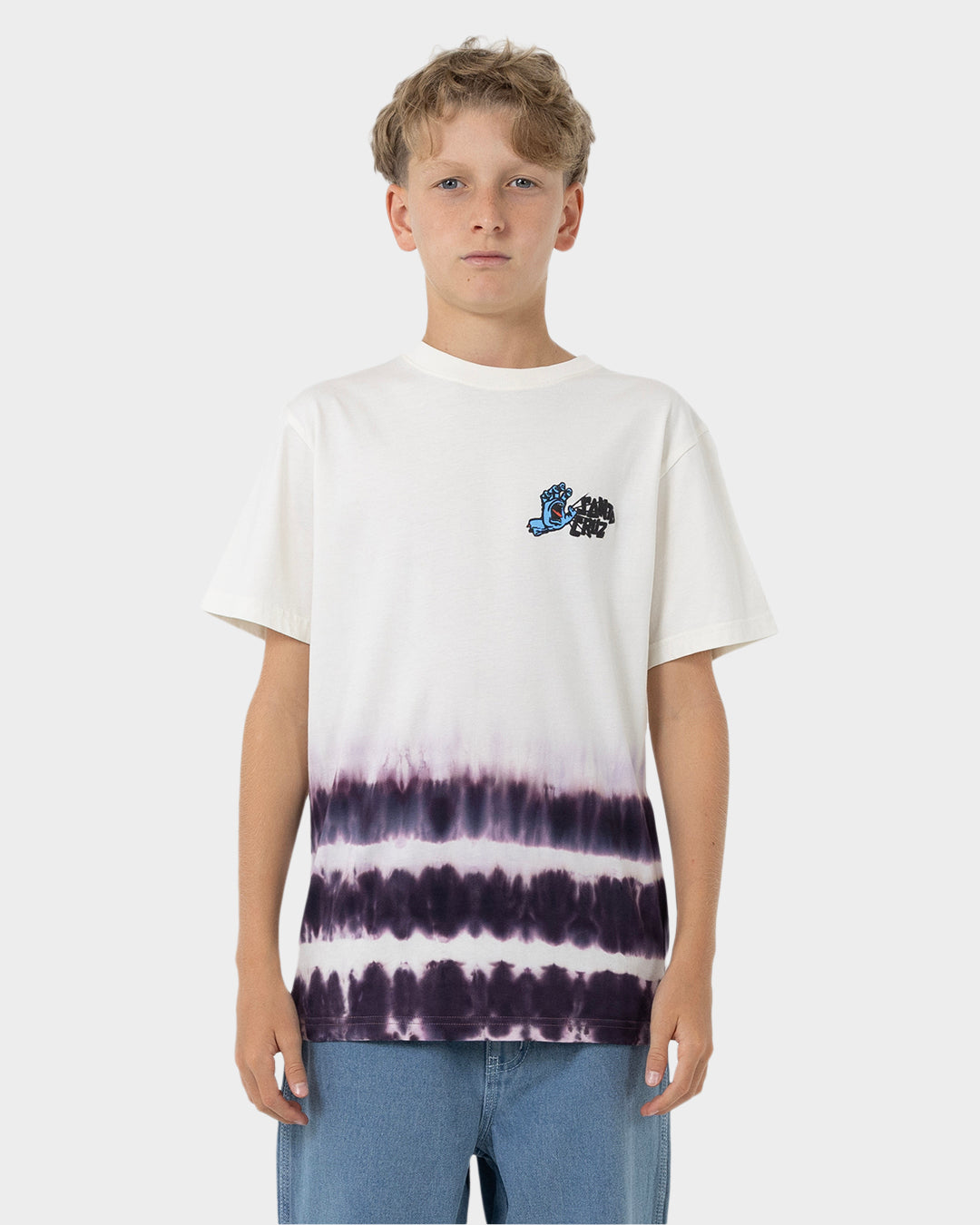 Yelling Hand Boys T-shirt Cream Tie Dye