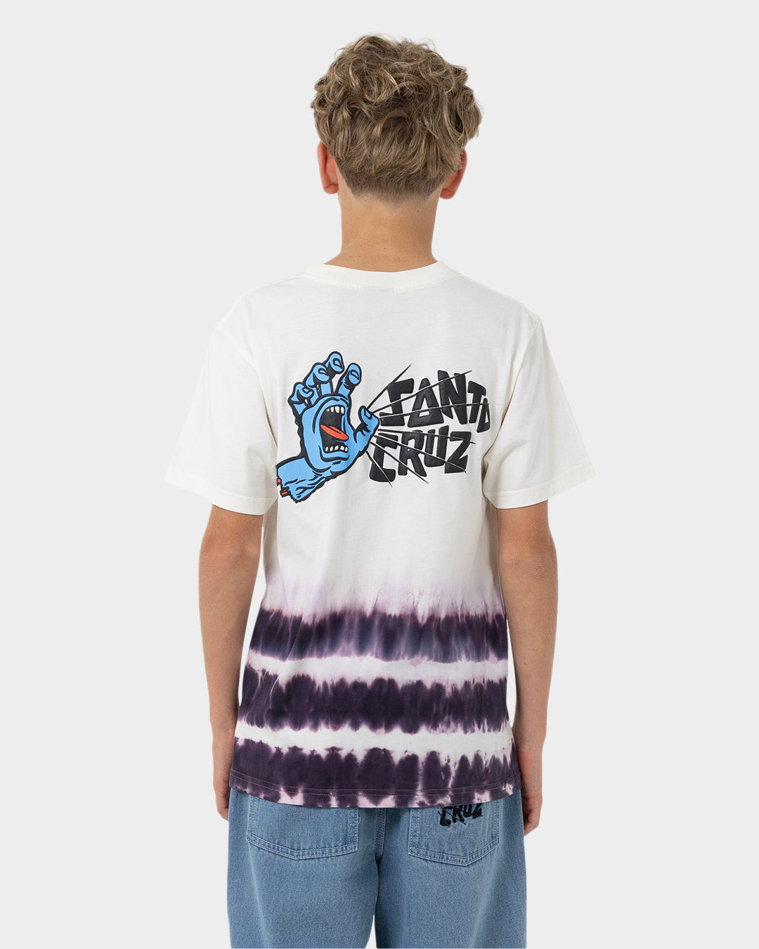 Yelling Hand Boys T-shirt Cream Tie Dye