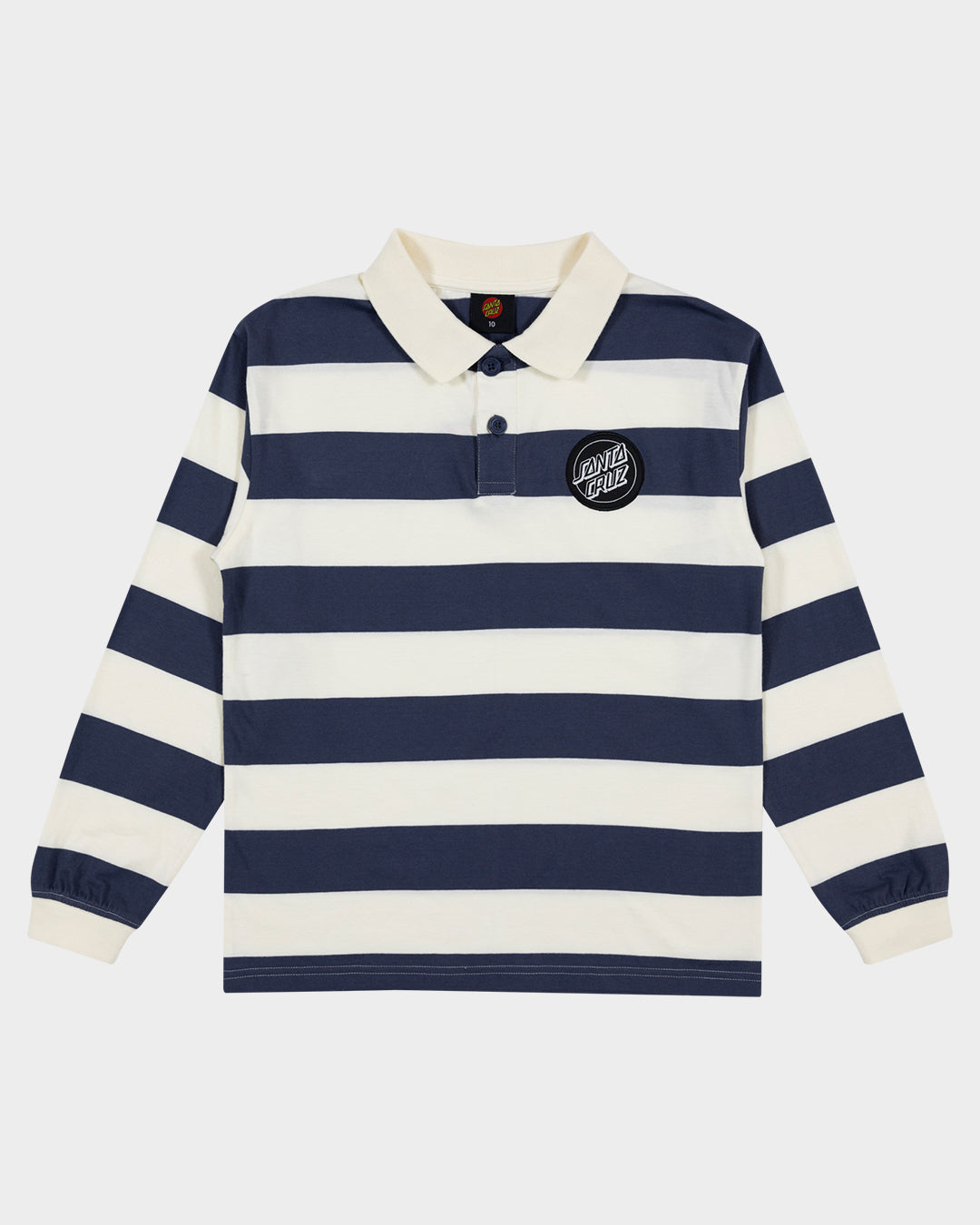 Reverse Dot Patch Boys L/S Polo Shirt Cream Stripe