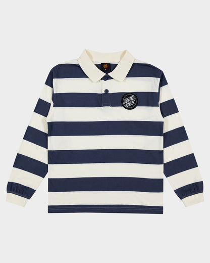 Reverse Dot Patch Boys L/S Polo Shirt Cream Stripe