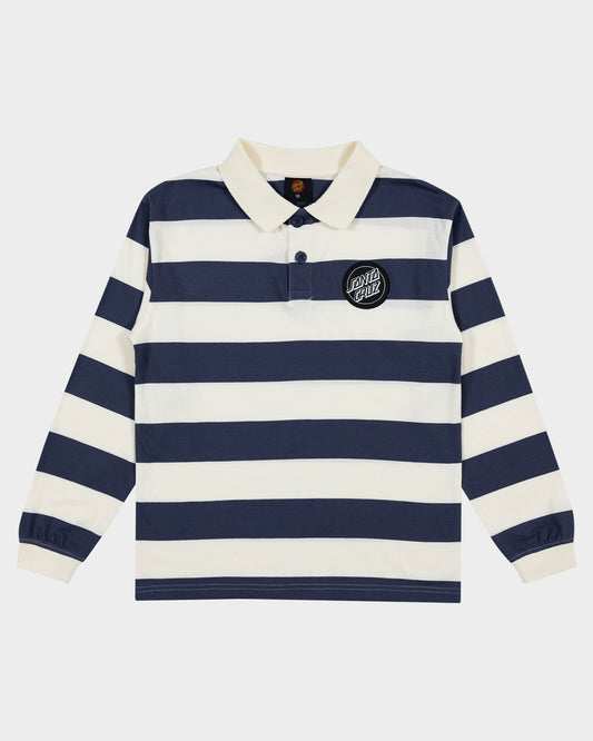 Reverse Dot Patch Boys L/S Polo Shirt Cream Stripe