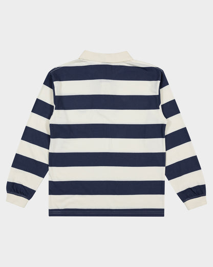 Reverse Dot Patch Boys L/S Polo Shirt Cream Stripe