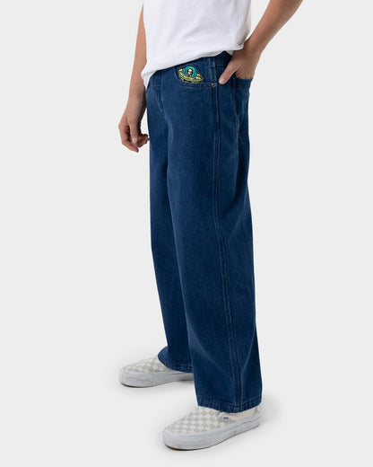 Multi Cruz Stack Alien Boys Baggy Denim Pant Wash Indigo