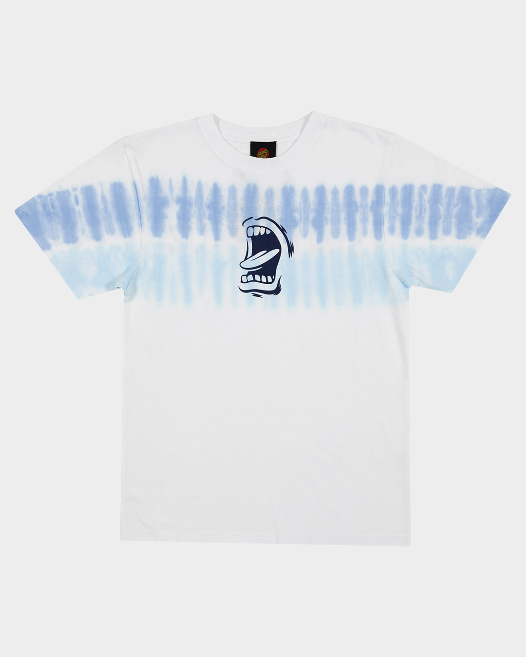 Screaming Mouth Mono Strip Boys T-Shirt Light Blue Tie Dye