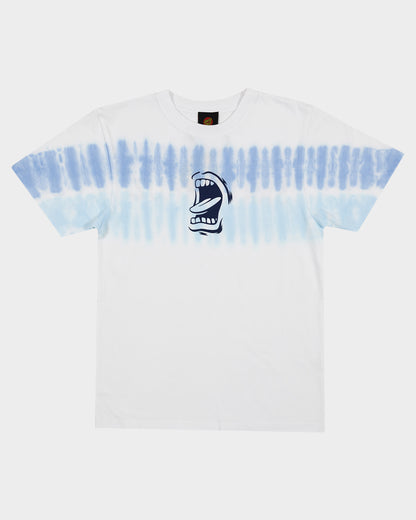 Screaming Mouth Mono Strip Boys T-Shirt Light Blue Tie Dye