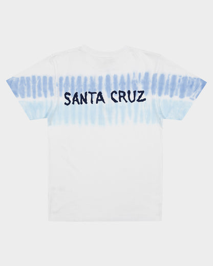 Screaming Mouth Mono Strip Boys T-Shirt Light Blue Tie Dye