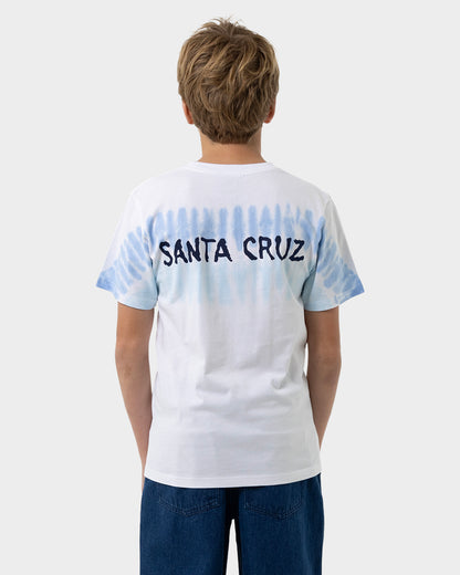 Screaming Mouth Mono Strip Boys T-Shirt Light Blue Tie Dye