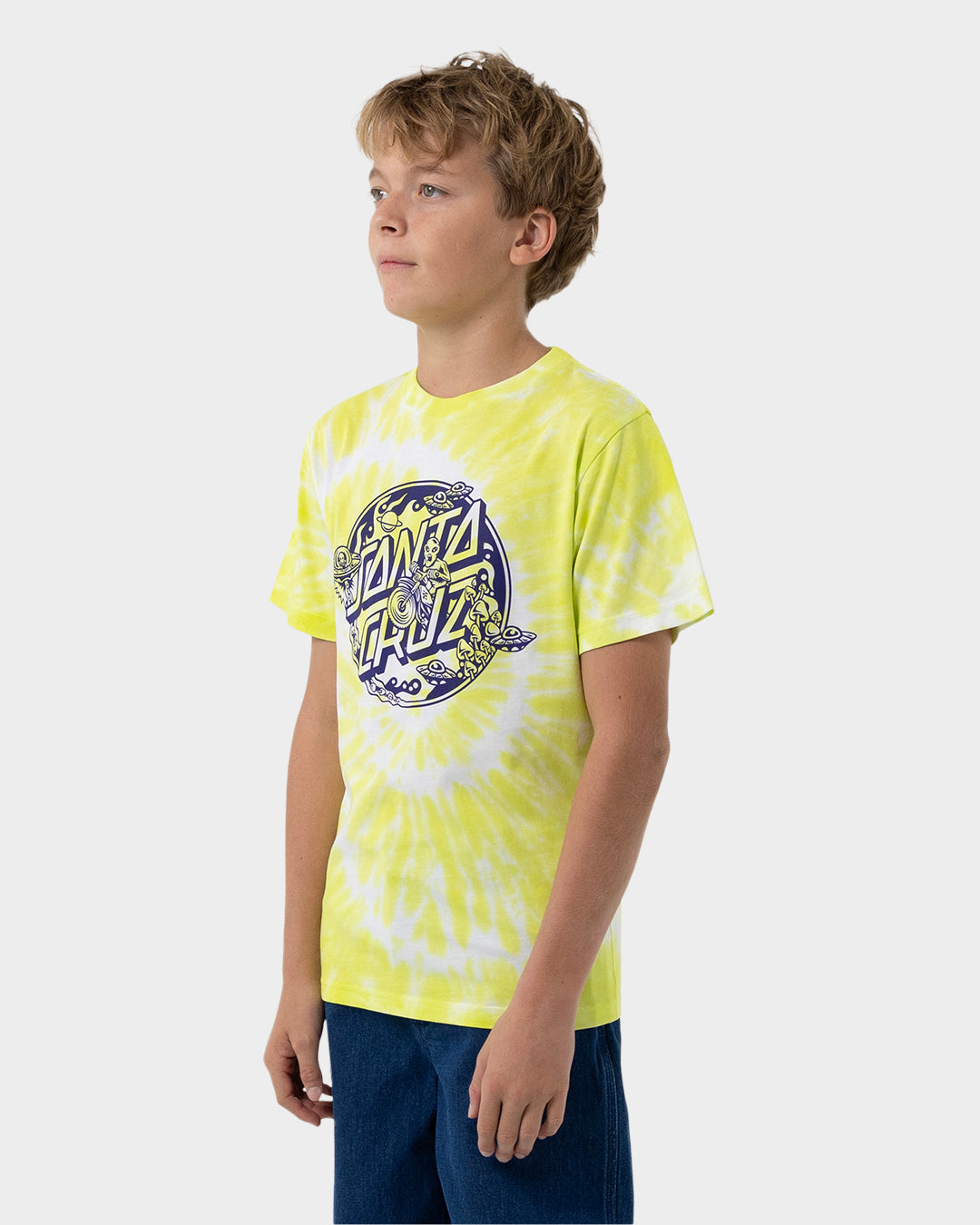 Winkowski Dope Planet 2 Dot Boys T-Shirt Lime Tie Dye