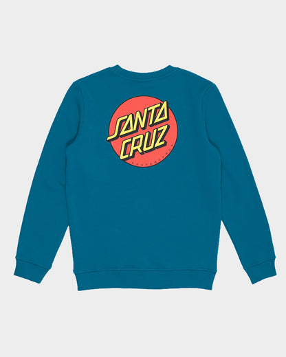 Classic Dot Chest Santa Cruz Boys Crew Neck Sweater Teal