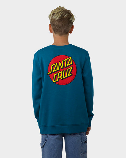 Classic Dot Chest Santa Cruz Boys Crew Neck Sweater Teal