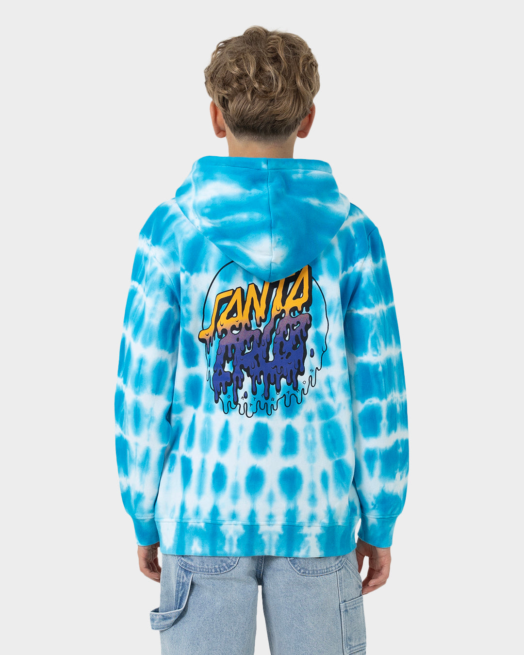 Rad Dot Hollow Santa Cruz Boys Pullover Hoodie Turquoise Tie Dye