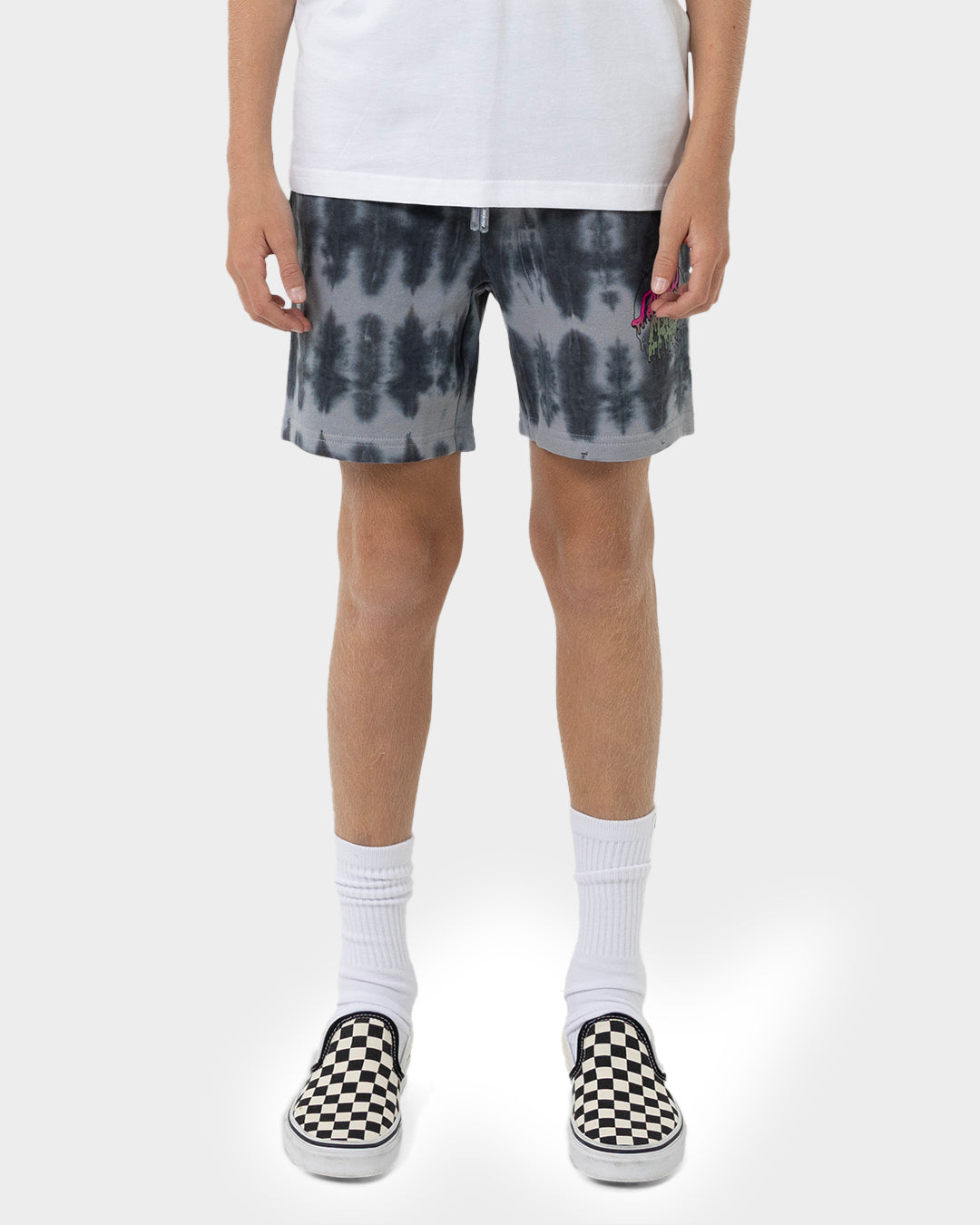 Rad Dot Hollow Santa Cruz Boys Track Shorts Black Tie Dye