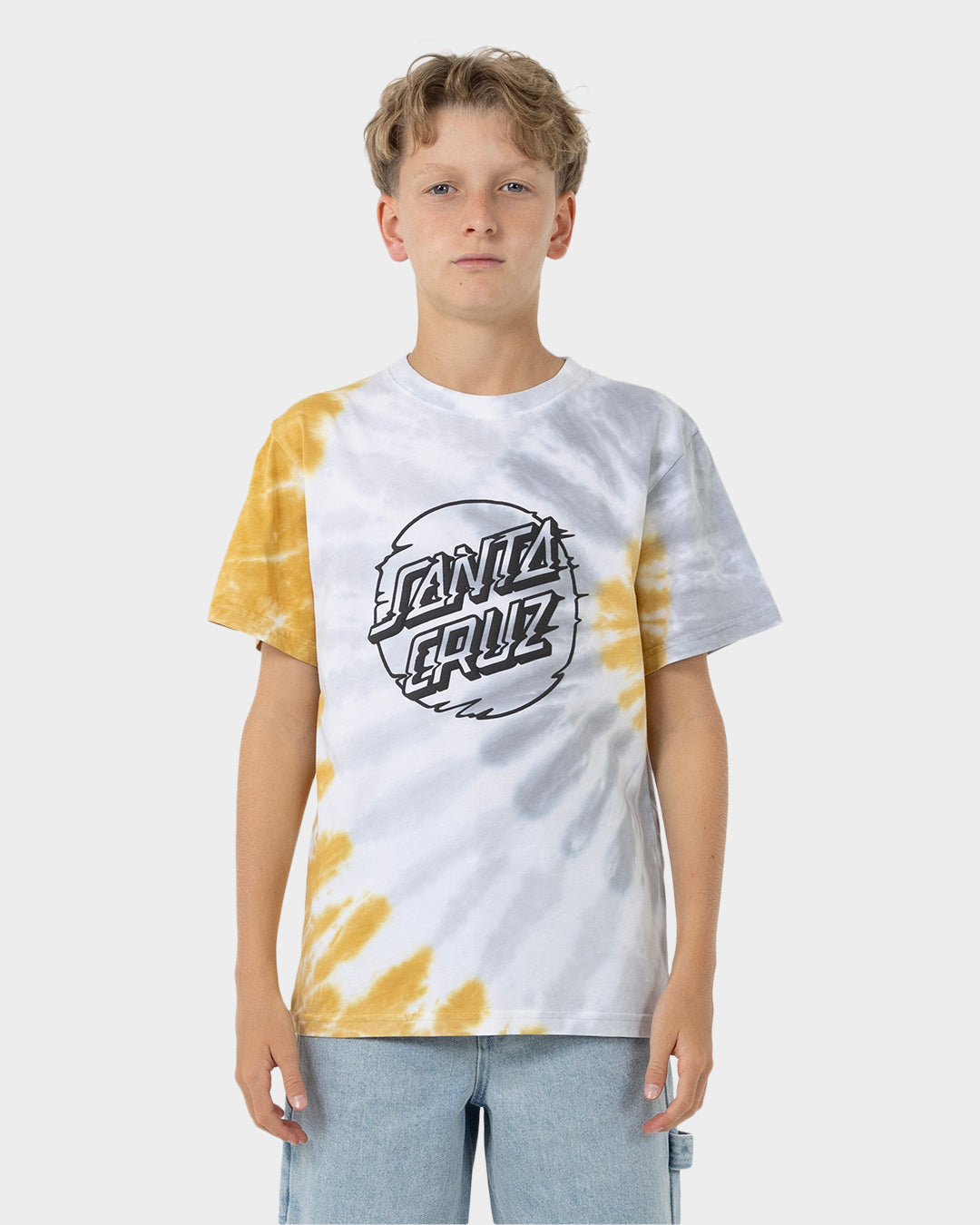 Vivid Dot Mono Boys T-Shirt Tan Tie Dye