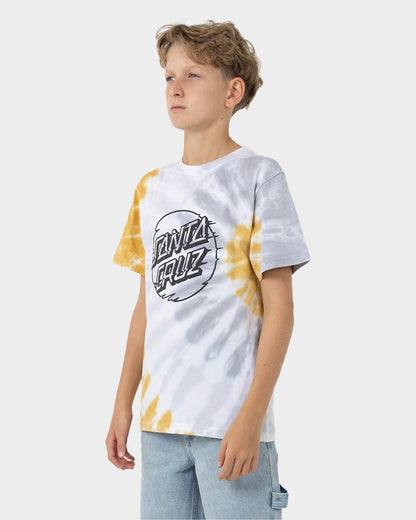 Vivid Dot Mono Boys T-Shirt Tan Tie Dye